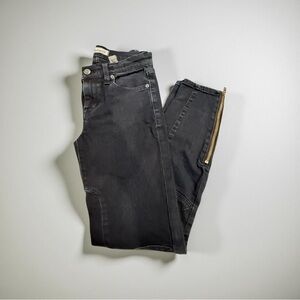 Madewell Women's Black Skinny Jeans with Gold Zipper 93% Cotton